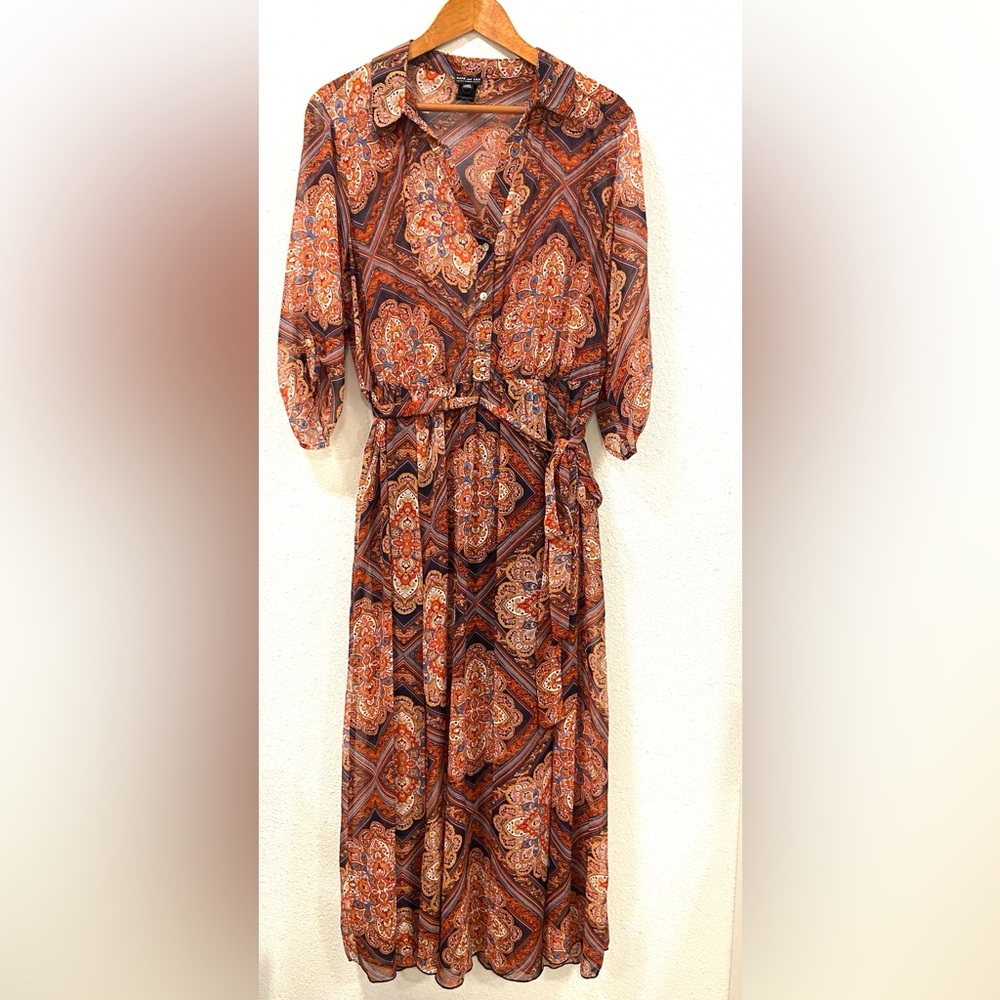 Kate & Lily Floral Long Sleeve Maxi Dress Size 14W Bohemian